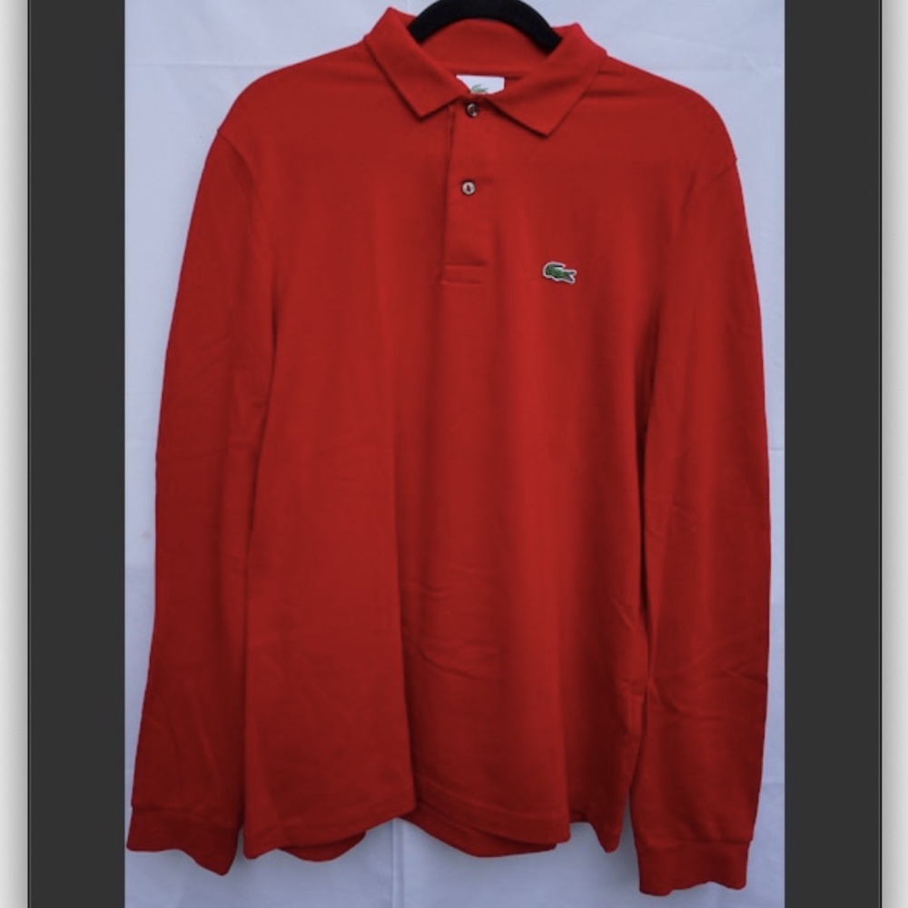 Men's Lacoste Bordeaux Red Long Sleeve Polo